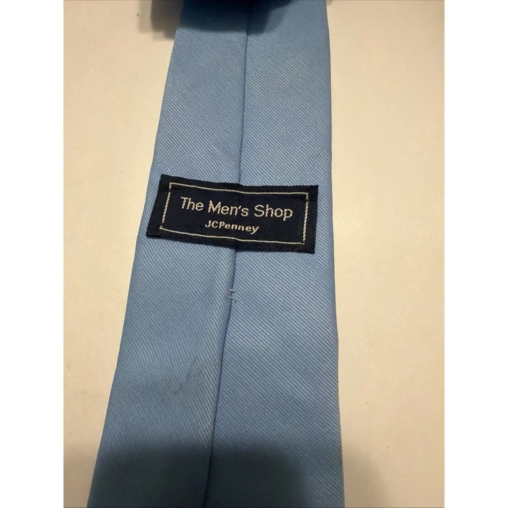 The Men's Shop JCPenney Light Blue Ribbed Polyester Necktie RN 20521